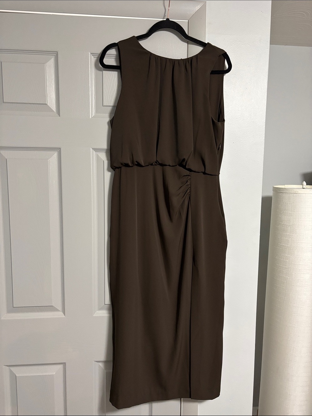 Zara Dark Brown Sleeveless Midi Blouson Dress